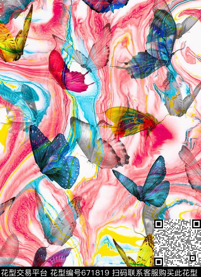Fei-动物世界Fei-抽象派水彩数码印花华亿平台下载（图片编号: 671819） - 瓦栏（Walan）