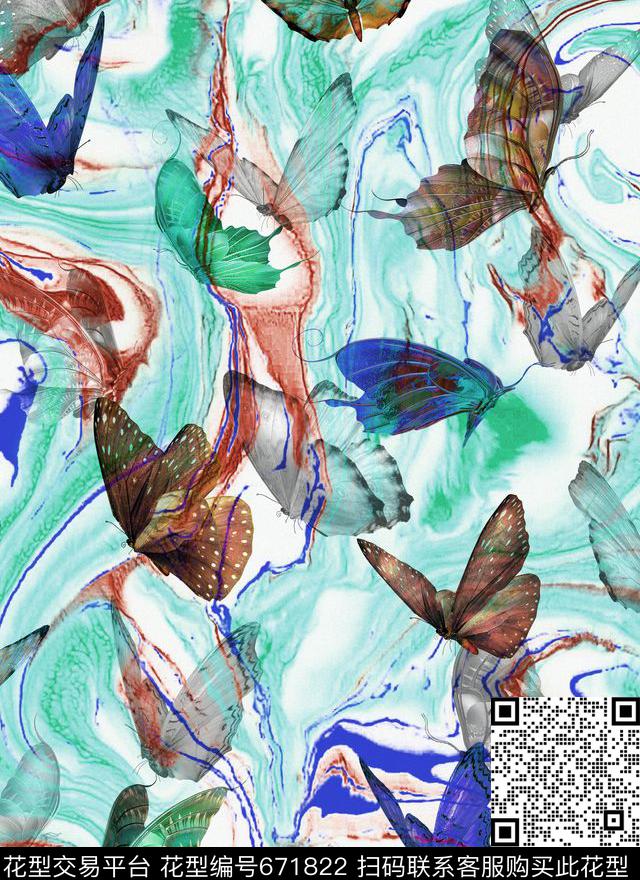Fei-动物世界Fei-抽象派水彩数码印花华亿平台下载（图片编号: 671822） - 瓦栏（Walan）