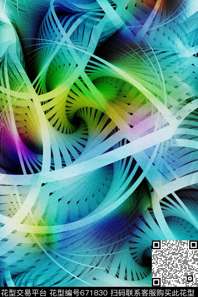 分形艺术纹理炫彩数码印花华亿平台下载（图片编号: 671830） - 瓦栏（Walan）