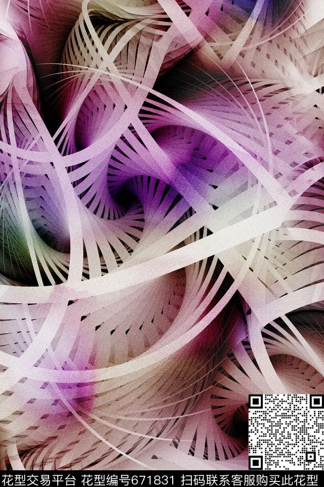 分形艺术纹理炫彩数码印花华亿平台下载（图片编号: 671831） - 瓦栏（Walan）