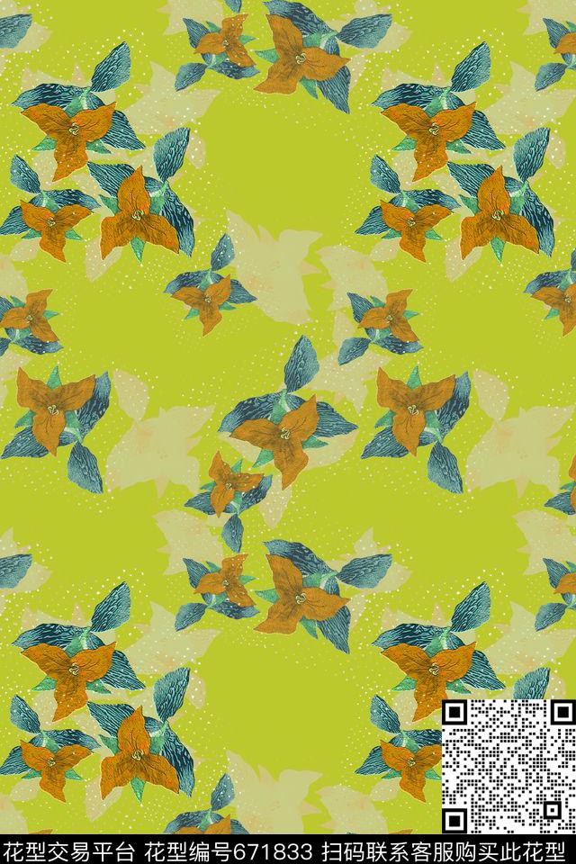 热带海滨度假花卉龟裂纹数码印花华亿平台下载（图片编号: 671833） - 瓦栏（Walan）