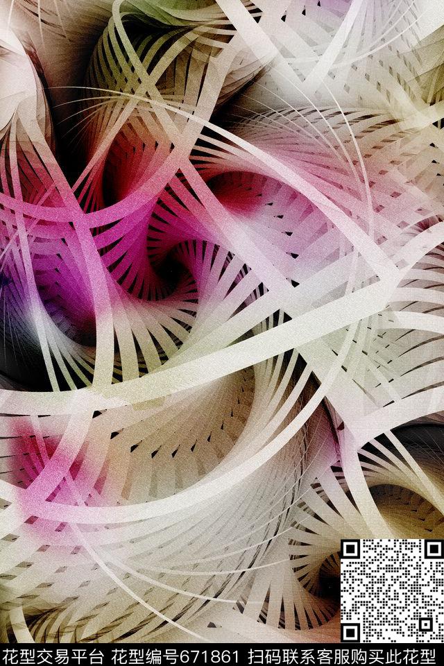 分形艺术纹理炫彩数码印花华亿平台下载（图片编号: 671861） - 瓦栏（Walan）