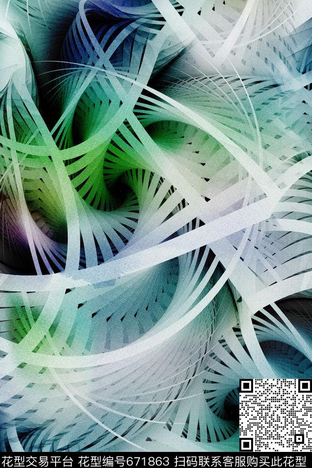 分形艺术纹理炫彩数码印花华亿平台下载（图片编号: 671863） - 瓦栏（Walan）