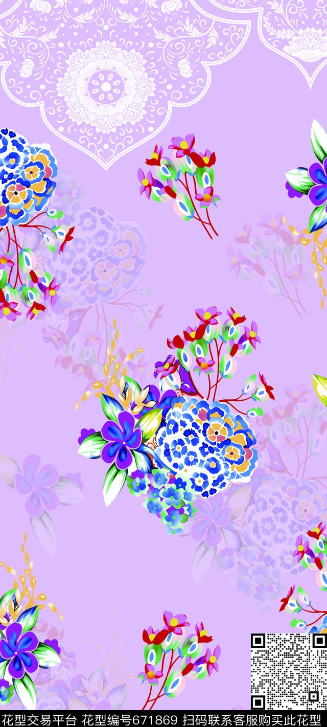 绣球花大花花朵数码印花华亿平台下载（图片编号: 671869） - 瓦栏（Walan）