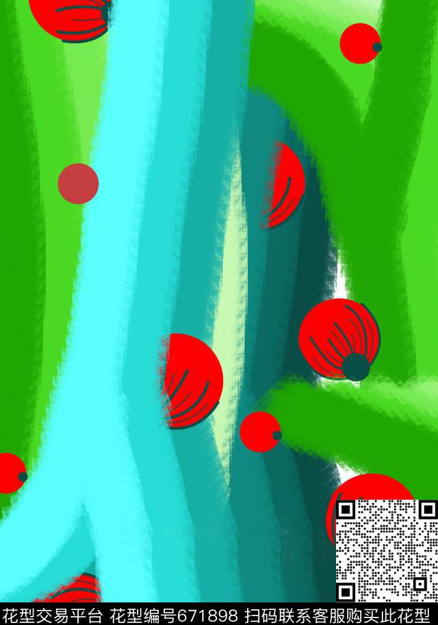 渐变色块简约花卉数码印花华亿平台下载（图片编号: 671898） - 瓦栏（Walan）