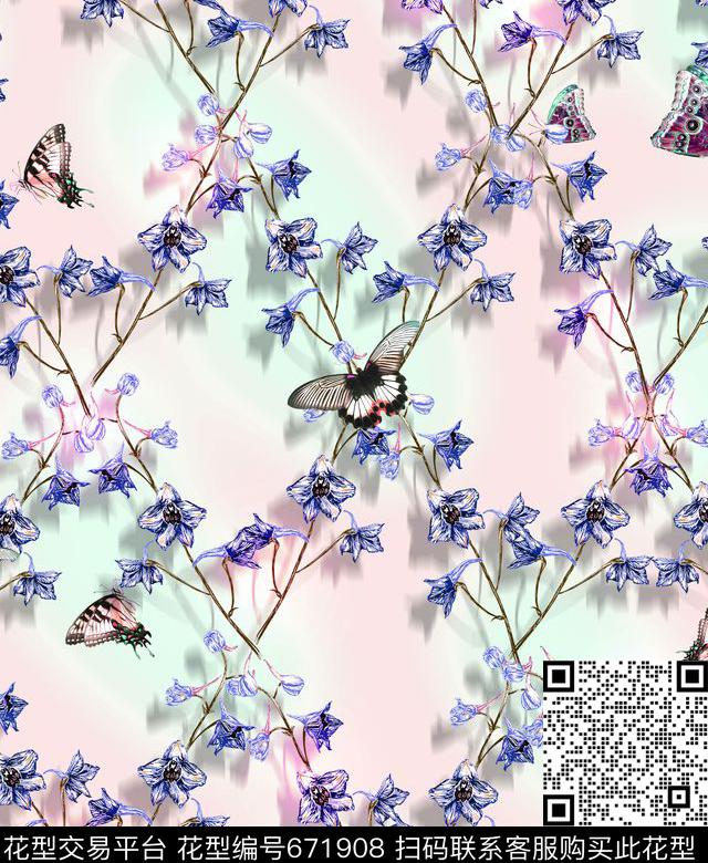 女装小清新花卉数码印花华亿平台下载（图片编号: 671908） - 瓦栏（Walan）