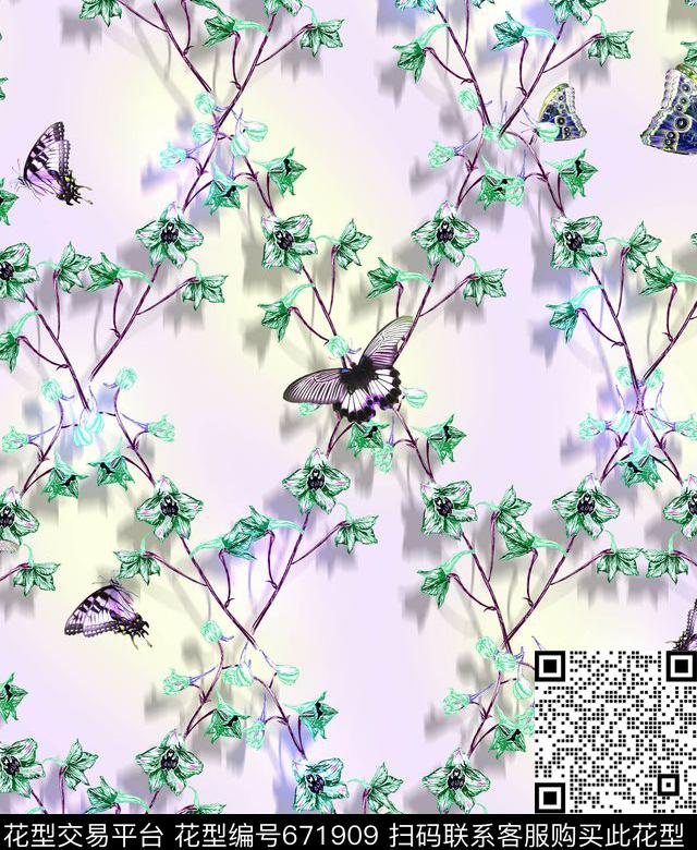 女装小清新花卉数码印花华亿平台下载（图片编号: 671909） - 瓦栏（Walan）