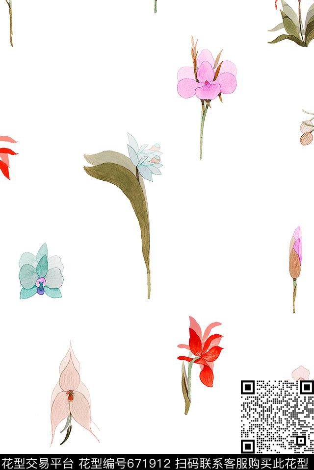 女装小清新花卉数码印花华亿平台下载（图片编号: 671912） - 瓦栏（Walan）