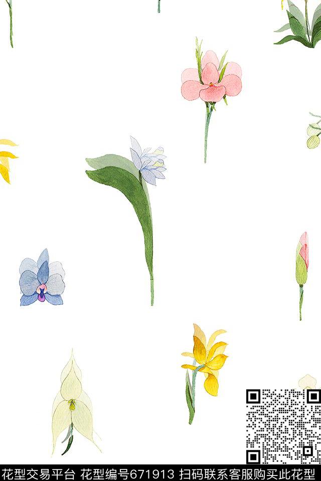 女装小清新花卉数码印花华亿平台下载（图片编号: 671913） - 瓦栏（Walan）