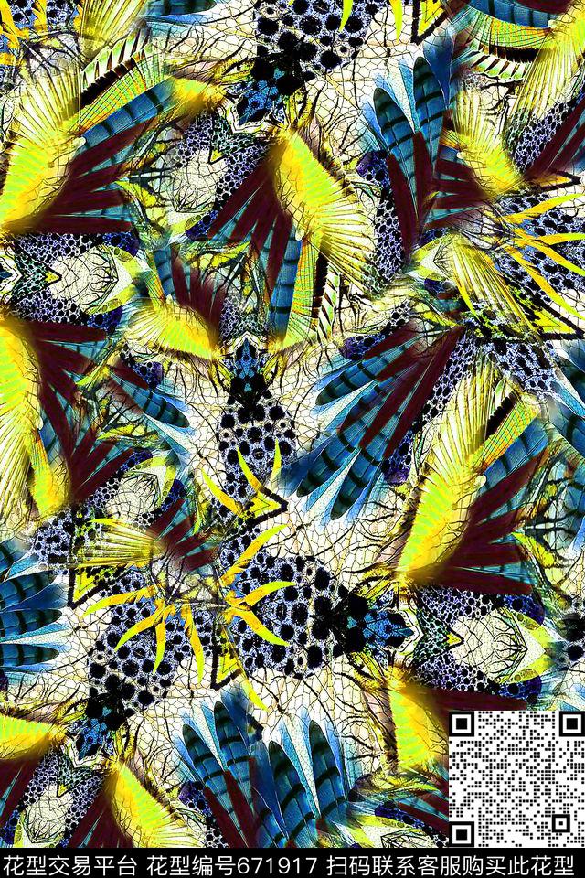 女装动物纹抽象数码印花华亿平台下载（图片编号: 671917） - 瓦栏（Walan）