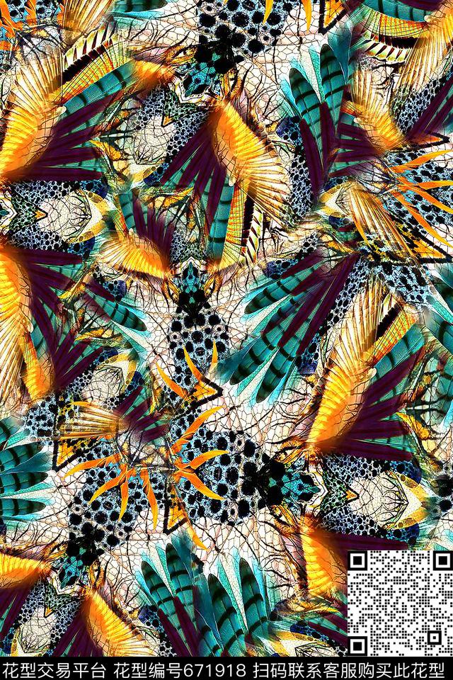 女装动物纹抽象数码印花华亿平台下载（图片编号: 671918） - 瓦栏（Walan）