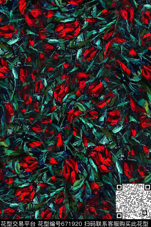 女装抽象花卉数码印花华亿平台下载（图片编号: 671920） - 瓦栏（Walan）