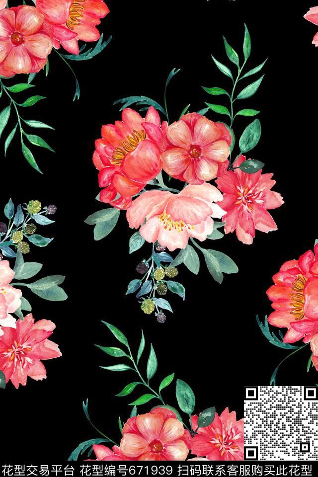 棕榈叶热带风情热带花卉数码印花华亿平台下载（图片编号: 671939） - 瓦栏（Walan）