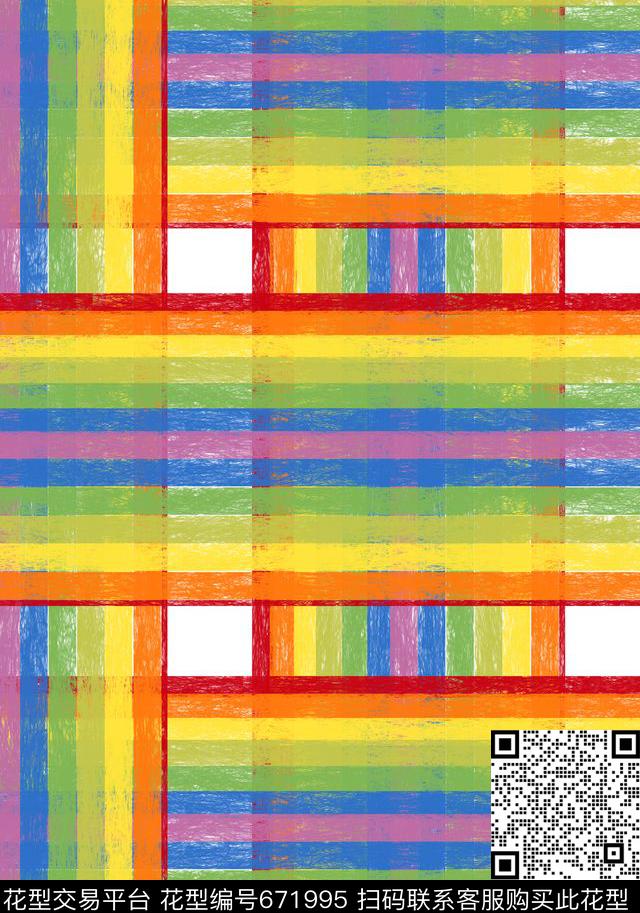 七彩色块几何图案条形方块传统印花华亿平台下载（图片编号: 671995） - 瓦栏（Walan）