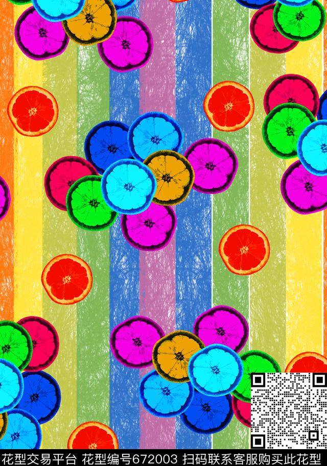 几何色块柠檬片趣味传统印花华亿平台下载（图片编号: 672003） - 瓦栏（Walan）