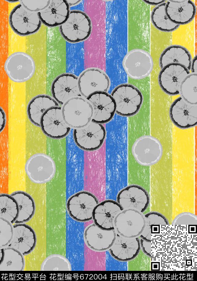 几何色块柠檬片趣味传统印花华亿平台下载（图片编号: 672004） - 瓦栏（Walan）