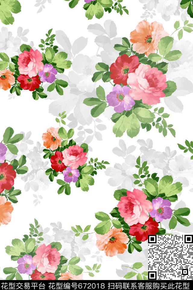 花卉花朵花鸟数码印花华亿平台下载（图片编号: 672018） - 瓦栏（Walan）