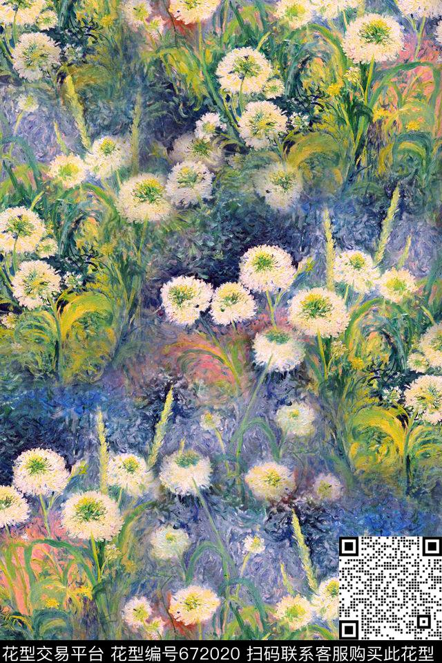 小碎花蒲公英花朵数码印花华亿平台下载（图片编号: 672020） - 瓦栏（Walan）
