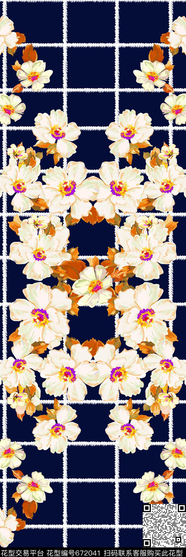花卉肌理几何传统印花华亿平台下载（图片编号: 672041） - 瓦栏（Walan）