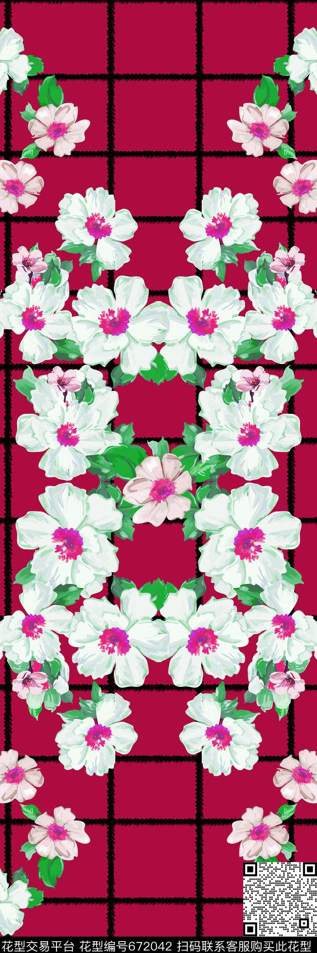 花卉肌理几何传统印花华亿平台下载（图片编号: 672042） - 瓦栏（Walan）