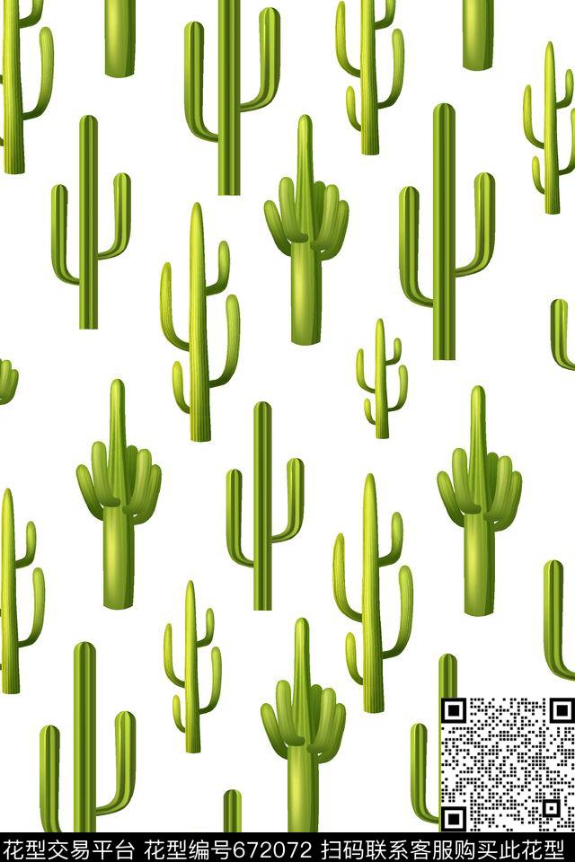 多肉仙人掌趣味传统印花华亿平台下载（图片编号: 672072） - 瓦栏（Walan）
