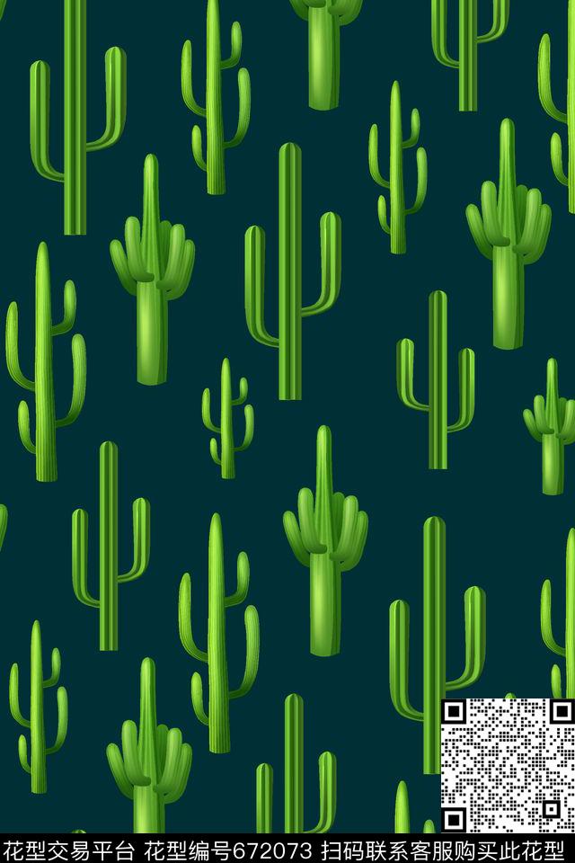 多肉仙人掌趣味传统印花华亿平台下载（图片编号: 672073） - 瓦栏（Walan）