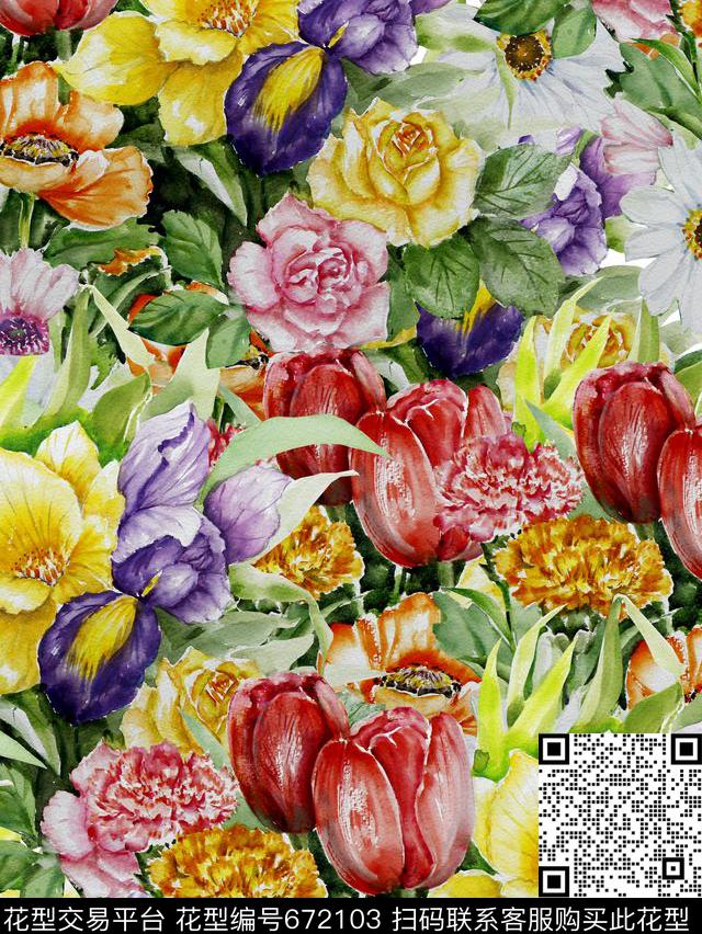 植物花卉叶子数码印花华亿平台下载（图片编号: 672103） - 瓦栏（Walan）