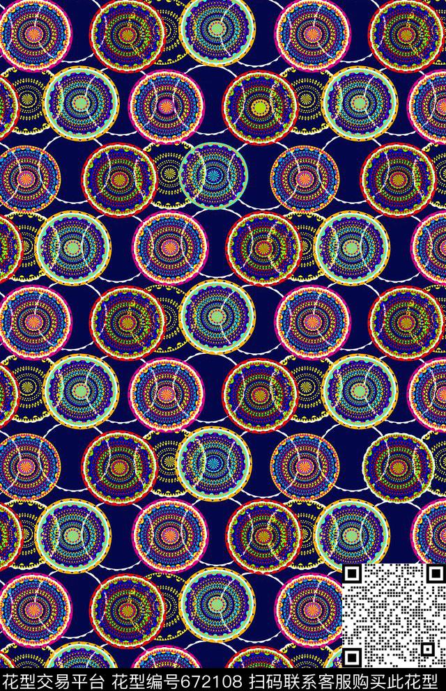 中国风几何圆形花纹传统印花华亿平台下载（图片编号: 672108） - 瓦栏（Walan）