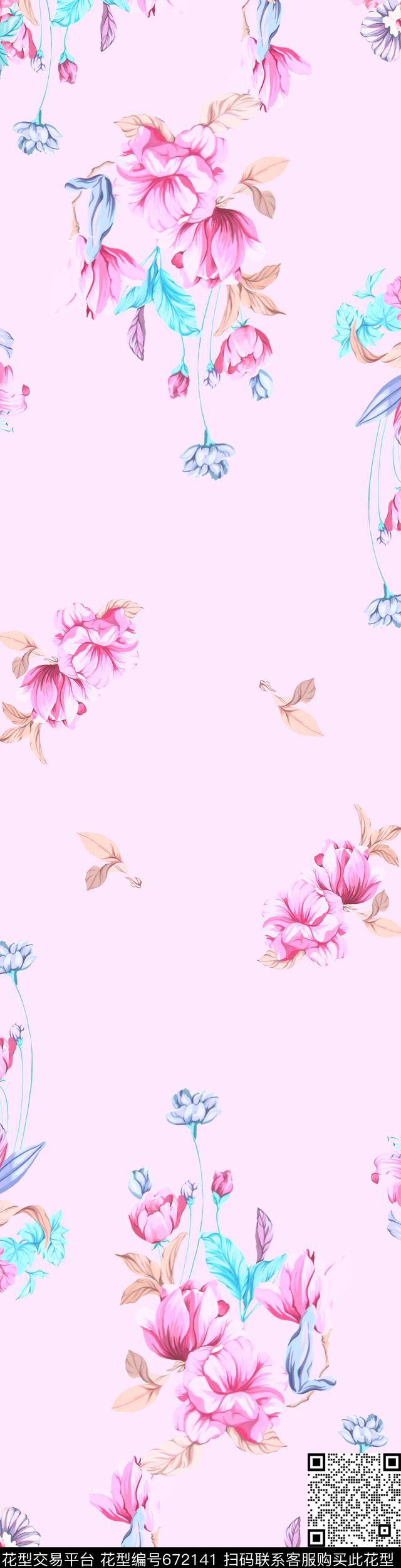 康乃馨玉兰花郁金香传统印花华亿平台下载（图片编号: 672141） - 瓦栏（Walan）