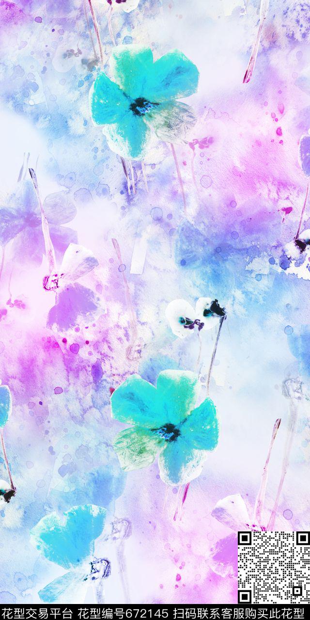 大花花朵花卉数码印花华亿平台下载（图片编号: 672145） - 瓦栏（Walan）