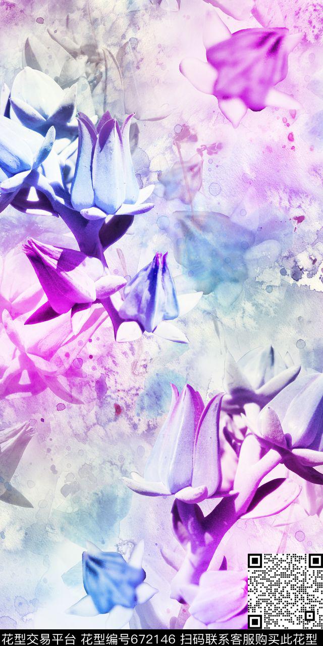 大花花朵多肉数码印花华亿平台下载（图片编号: 672146） - 瓦栏（Walan）