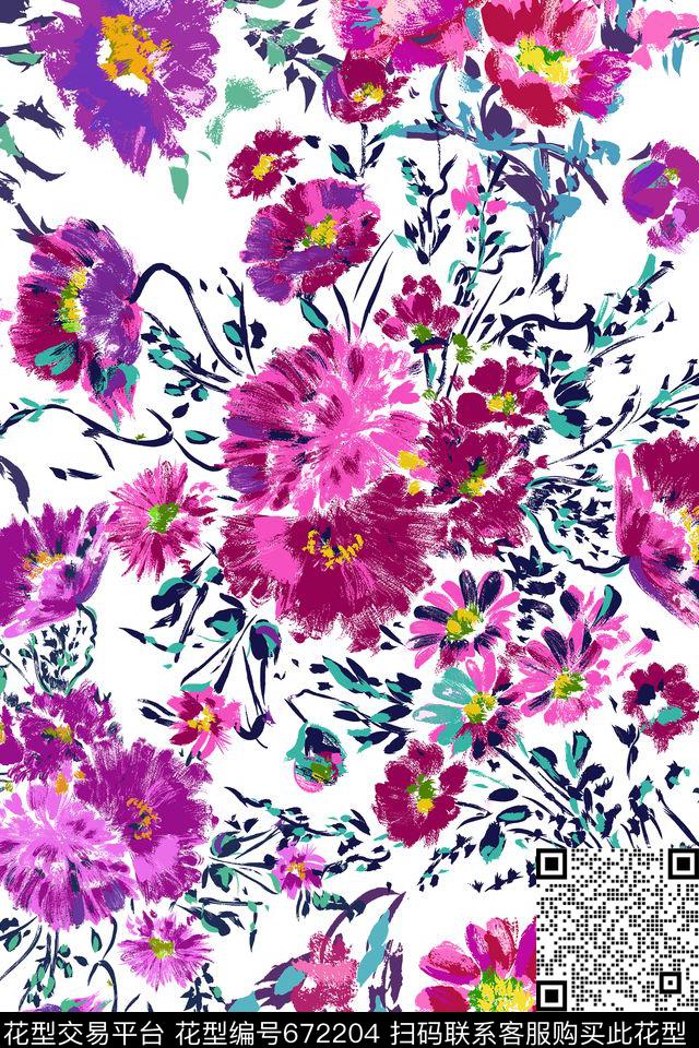 乱花花朵花卉传统印花华亿平台下载（图片编号: 672204） - 瓦栏（Walan）