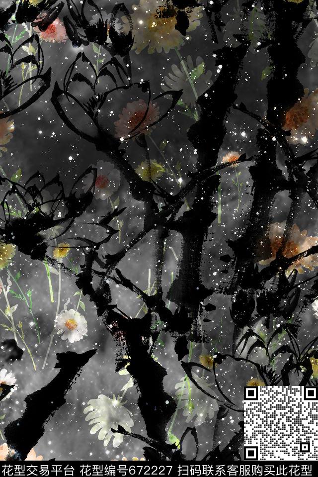 抽象剪影星空数码印花华亿平台下载（图片编号: 672227） - 瓦栏（Walan）