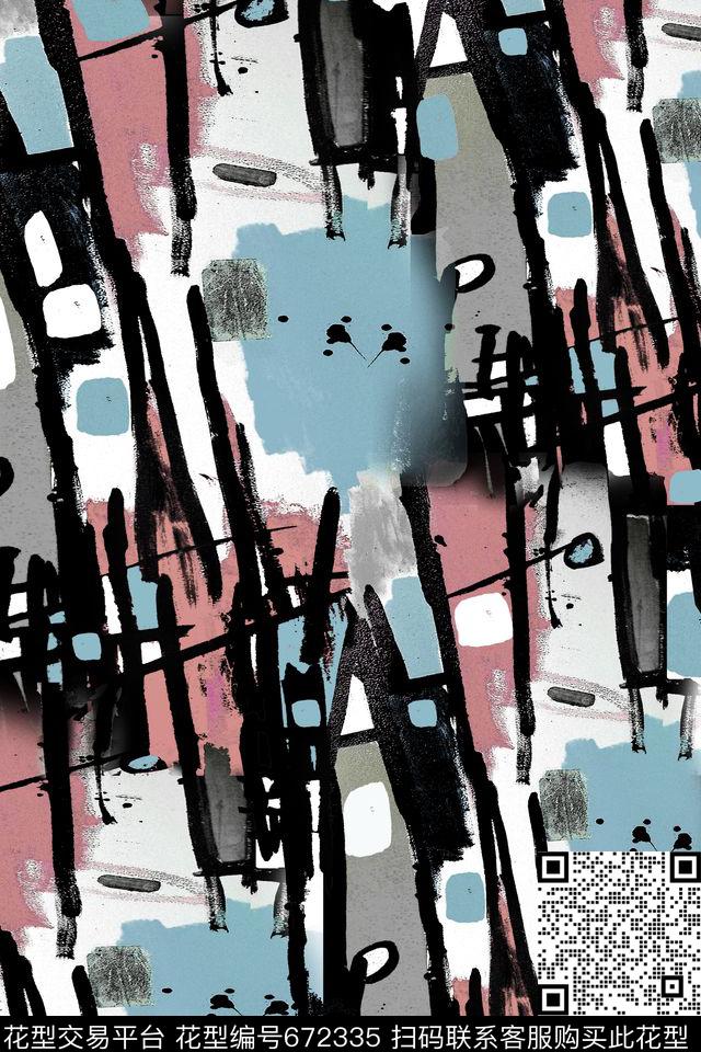 几何抽象数码印花华亿平台下载（图片编号: 672335） - 瓦栏（Walan）