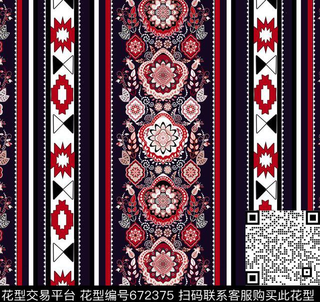 大方花卉民族风数码印花华亿平台下载（图片编号: 672375） - 瓦栏（Walan）