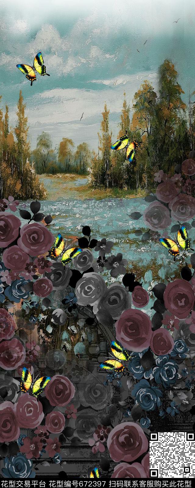 定位华亿平台花卉欧式花卉数码印花华亿平台下载（图片编号: 672397） - 瓦栏（Walan）