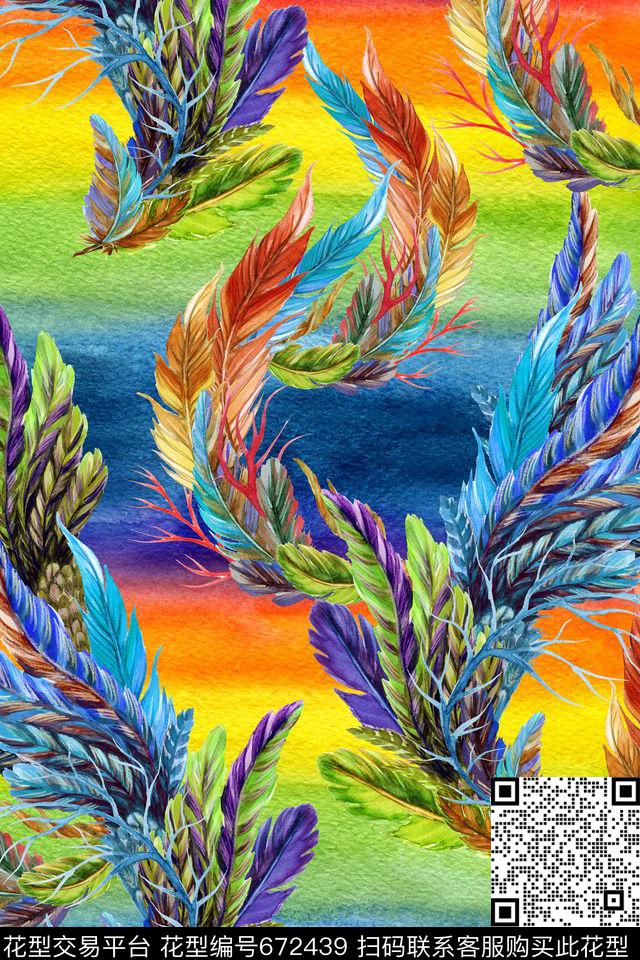 羽毛泳装凤尾数码印花华亿平台下载（图片编号: 672439） - 瓦栏（Walan）