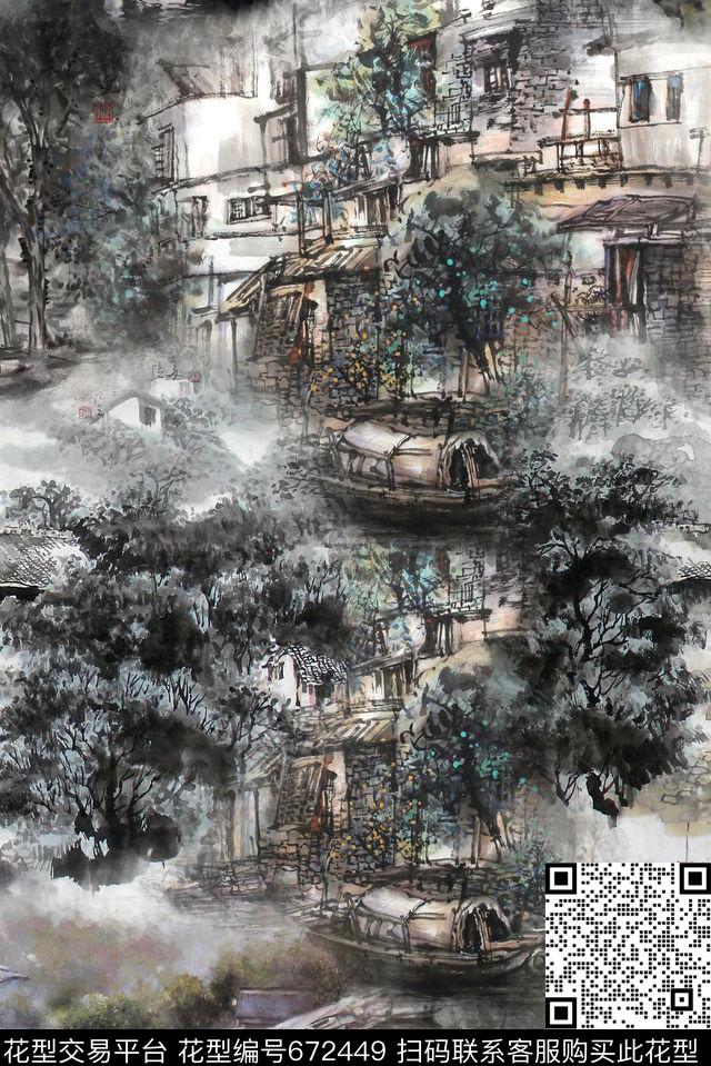 民族风花鸟中国风数码印花华亿平台下载（图片编号: 672449） - 瓦栏（Walan）