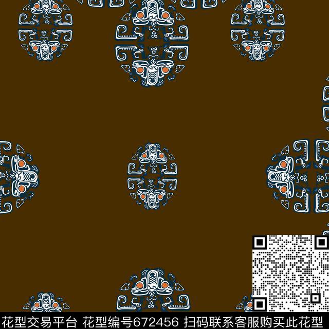 图腾宫廷风民族风传统印花华亿平台下载（图片编号: 672456） - 瓦栏（Walan）