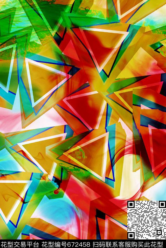 不规则几何抽象几何数码印花华亿平台下载（图片编号: 672458） - 瓦栏（Walan）