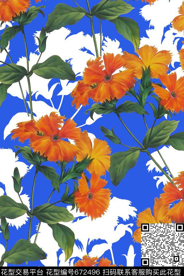 水彩、浪漫、花卉、女装数码印花华亿平台下载（图片编号: 672496） - 瓦栏（Walan）