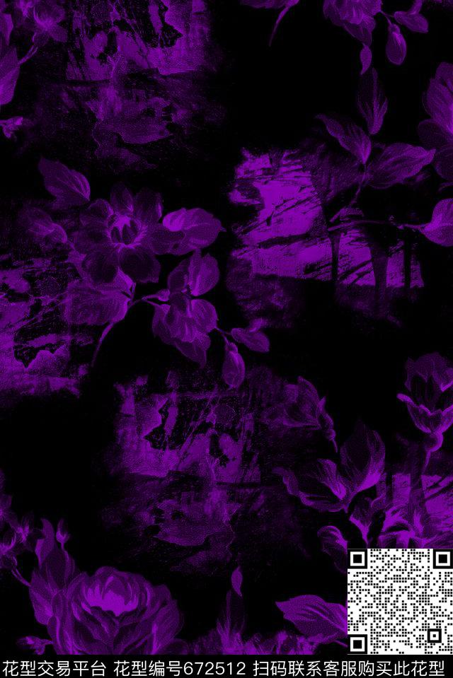 花朵牡丹创意数码印花华亿平台下载（图片编号: 672512） - 瓦栏（Walan）