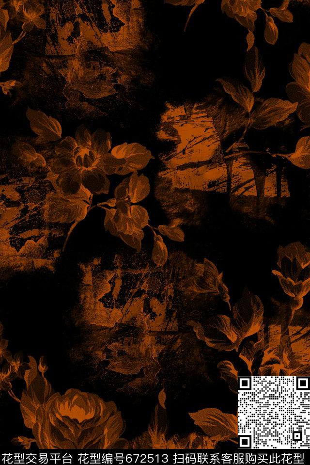 花朵牡丹创意数码印花华亿平台下载（图片编号: 672513） - 瓦栏（Walan）