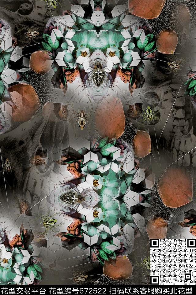 欧式几何抽象数码印花华亿平台下载（图片编号: 672522） - 瓦栏（Walan）