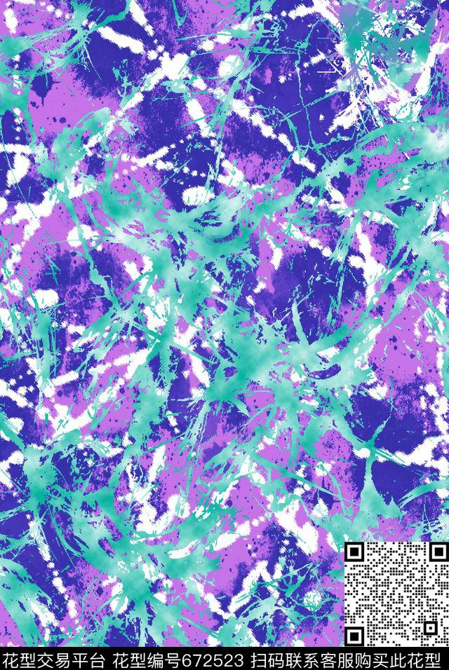 纹理笔触泼墨数码印花华亿平台下载（图片编号: 672523） - 瓦栏（Walan）