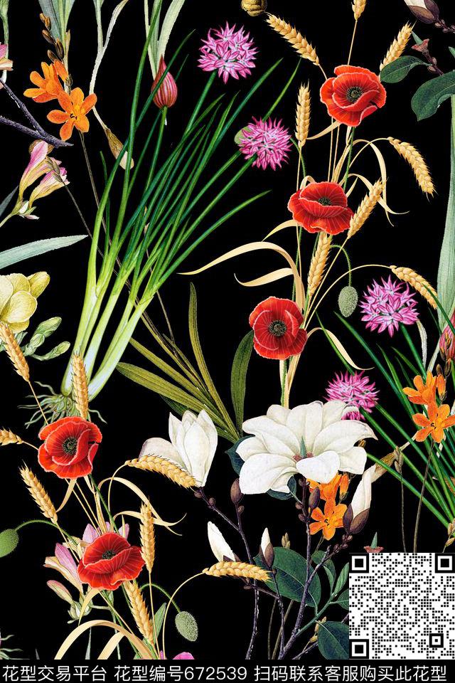 花朵花卉数码印花华亿平台下载（图片编号: 672539） - 瓦栏（Walan）