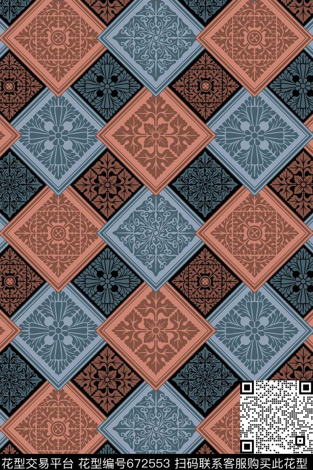 民族风瓷砖纹中东风情传统印花华亿平台下载（图片编号: 672553） - 瓦栏（Walan）