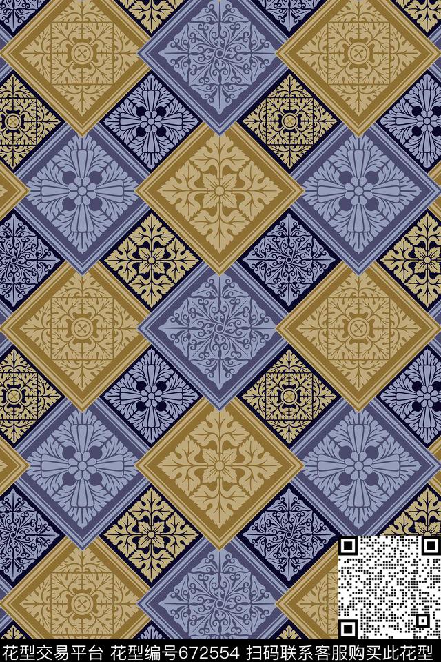 民族风瓷砖纹中东风情传统印花华亿平台下载（图片编号: 672554） - 瓦栏（Walan）