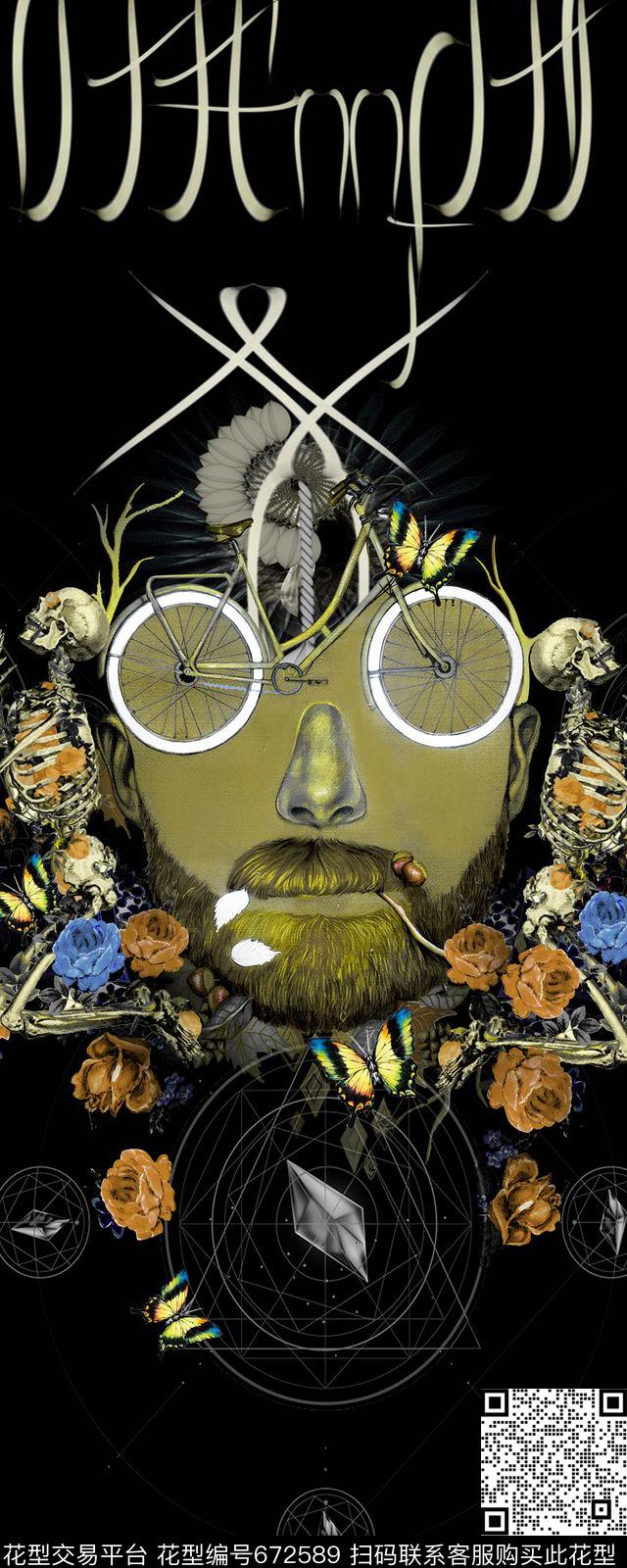 花卉花朵几何数码印花华亿平台下载（图片编号: 672589） - 瓦栏（Walan）