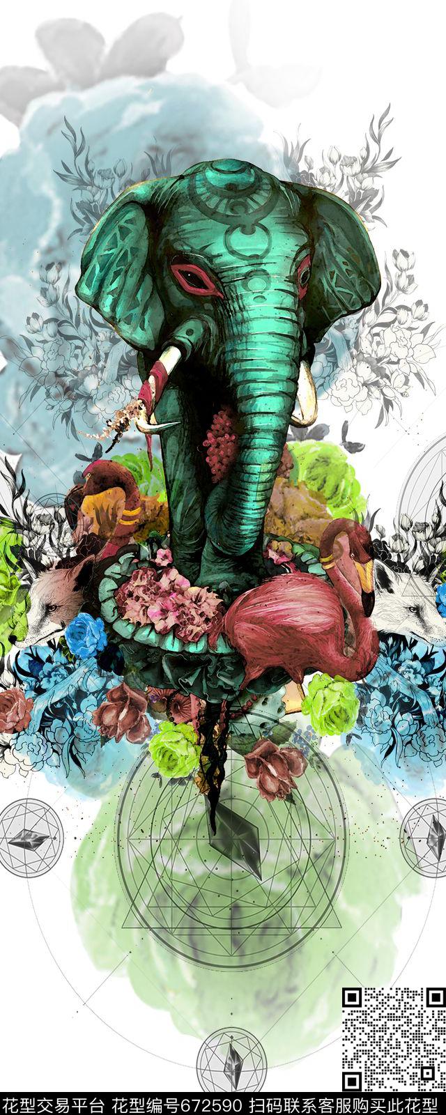 花卉花朵飞鸟数码印花华亿平台下载（图片编号: 672590） - 瓦栏（Walan）